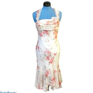 XOXO Floral Dress Ruffle Asymmetrical Sheer